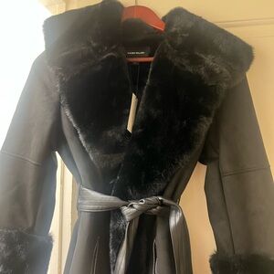 Karen Millen Black Teddy Jacket with Faux Fur